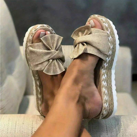 Gelbe EspadrilleSandalen Mit Schleife EB