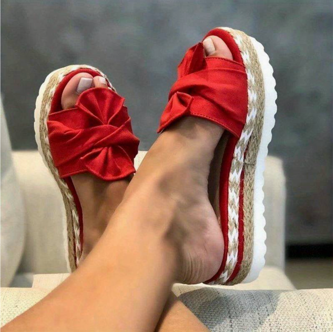 Gelbe EspadrilleSandalen Mit Schleife EB