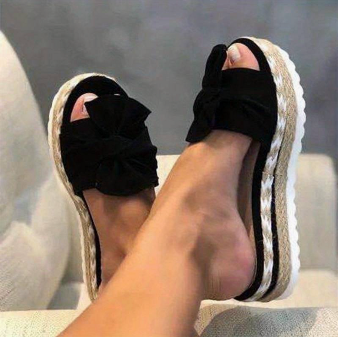 Gelbe EspadrilleSandalen Mit Schleife EB