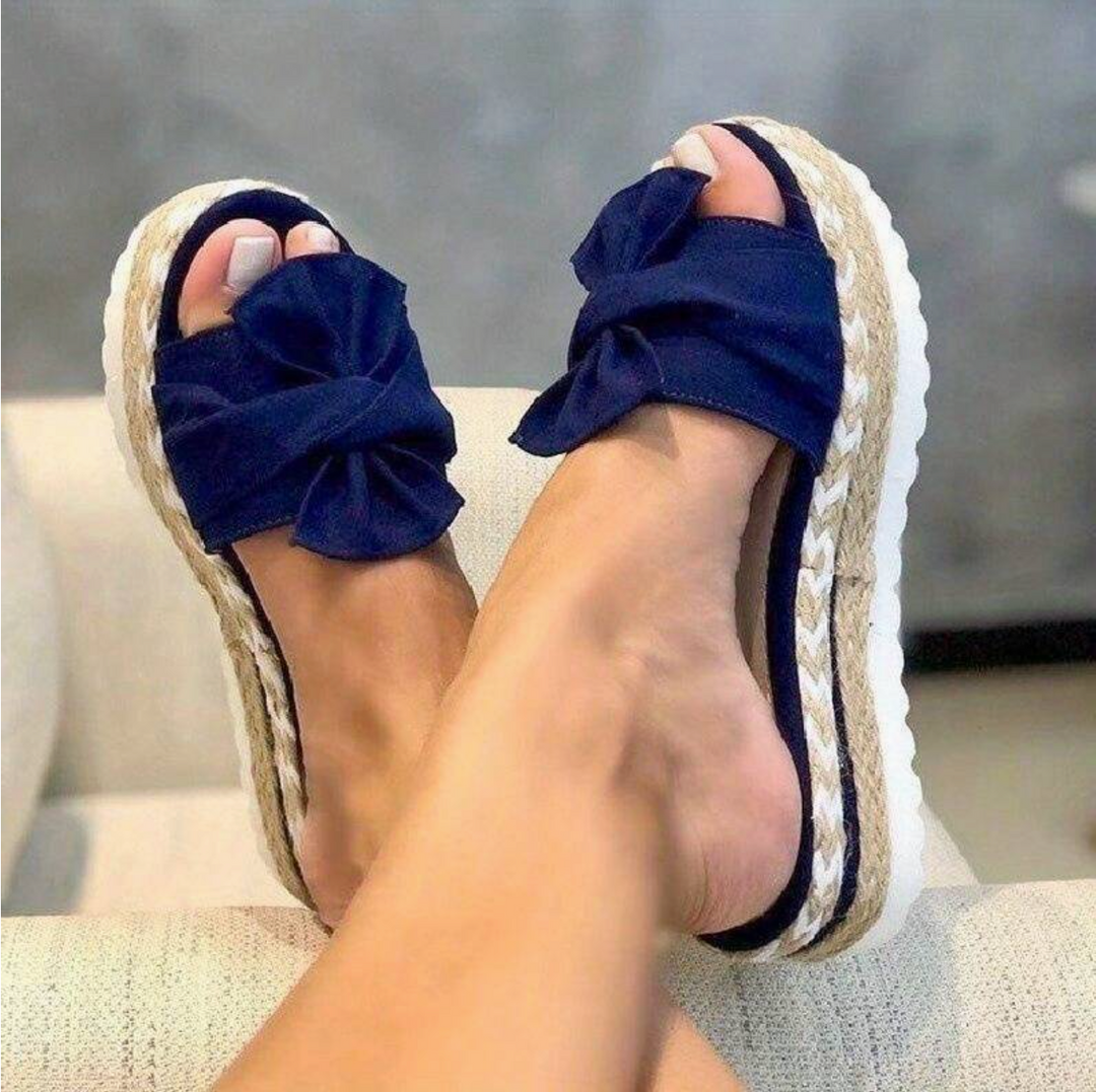 Gelbe EspadrilleSandalen Mit Schleife EB