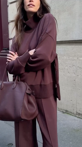 EB | Bequemes Damen Satz mit Strukturiertem Sweatshirt und Hose
