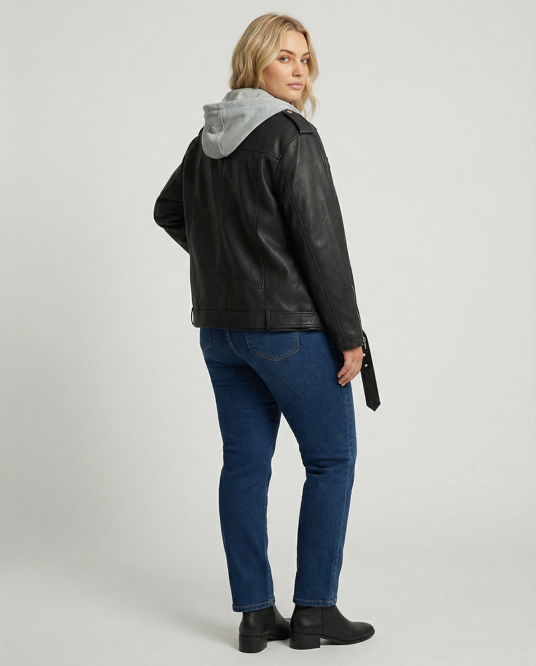 Schwarze Damen Lederjacke mit Daunenfutter Kurze Frühlingsjacke High-End Design