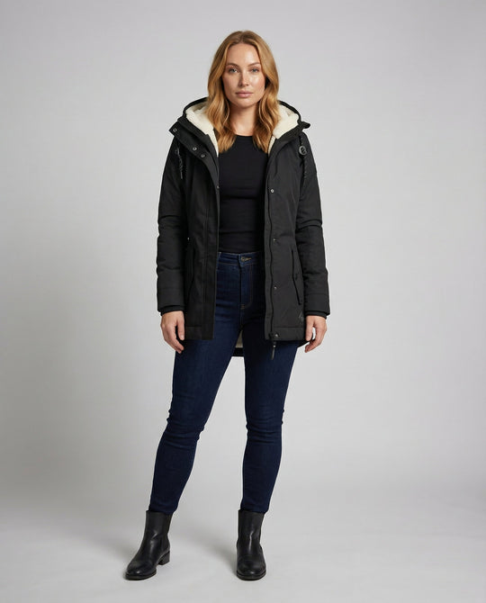 Lange Gefütterte Winterjacke Damen | EB