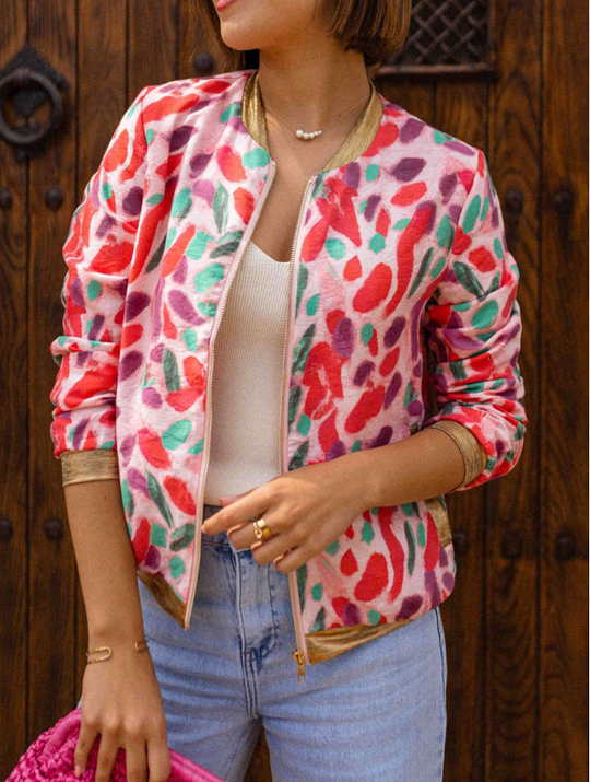 Damen Bomberjacke mit Blumenmuster | EB