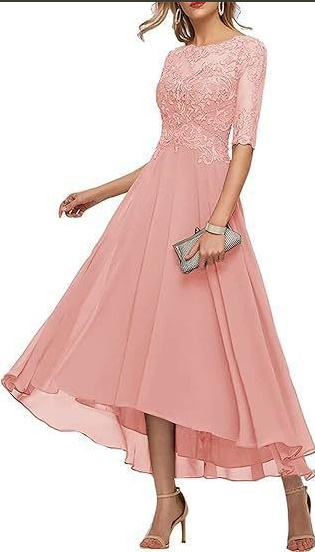 EB Damen Abendkleid mit Spitze und kurzen Ärmeln