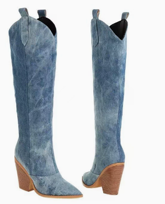 Knöchelhohe bestickte Wildleder- und Kunstleder-Cowboy-Stiefel - Mary EB