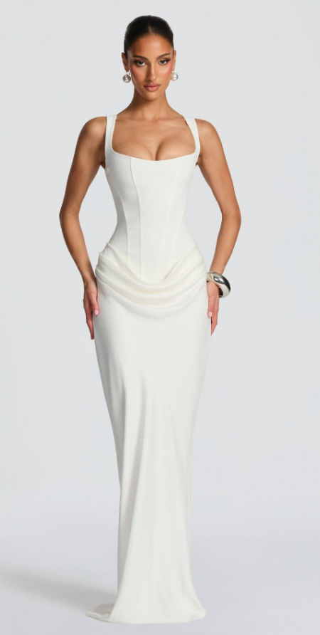 Damen Elegantes Hochzeitskleid mit Korsett-Detail EB