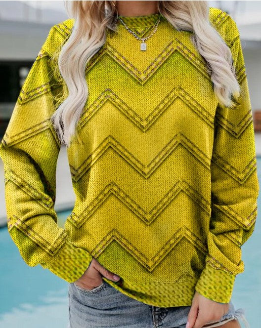 EB | Lässiges Sweatshirt mit Zickzack-muster Weich und Trendy Perfekt für Den Alltag