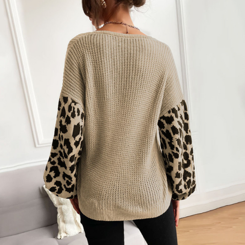EB | Leopardenmuster Pullover Waffelstrick Textur Statement Stil