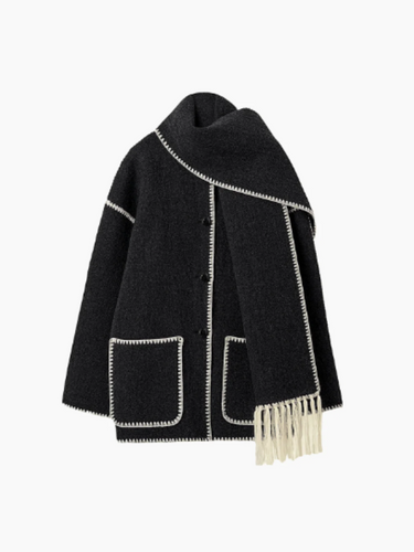 EB | Warmer Mantel mit Quasten-Schal