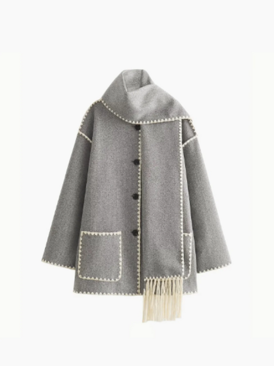 EB | Warmer Mantel mit Quasten-Schal