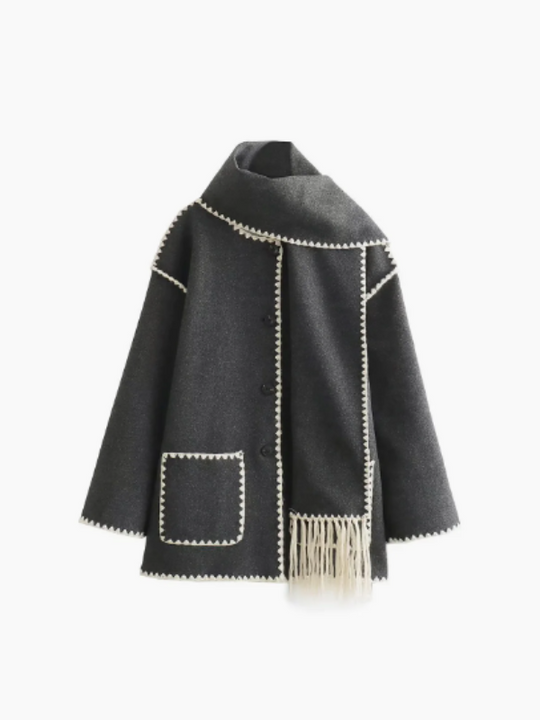 EB | Warmer Mantel mit Quasten-Schal