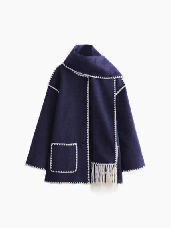 EB | Warmer Mantel mit Quasten-Schal
