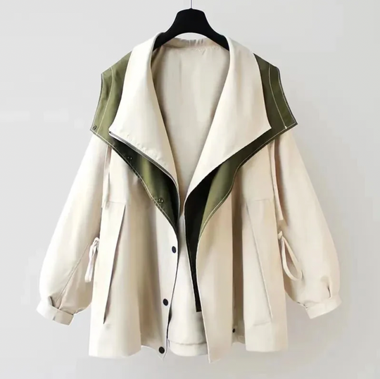 EB | Zweifarbige Jacke mit Weiter Kragen Leicht und Modern