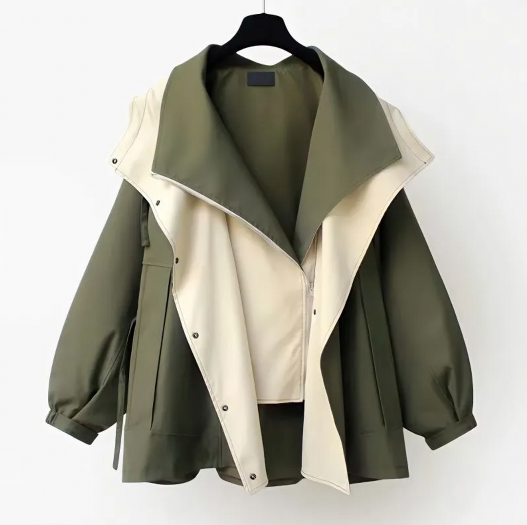EB | Zweifarbige Jacke mit Weiter Kragen Leicht und Modern