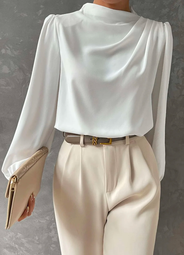EB | Elegante, Unifarbene Bluse mit Stehkragen