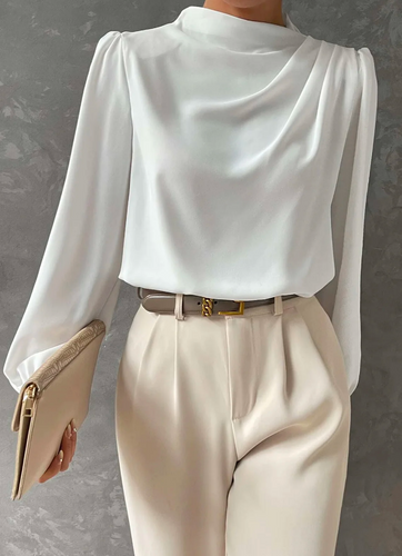EB | Elegante, Unifarbene Bluse mit Stehkragen