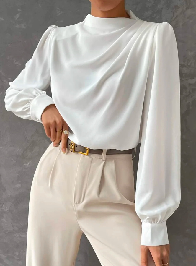 EB | Elegante, Unifarbene Bluse mit Stehkragen