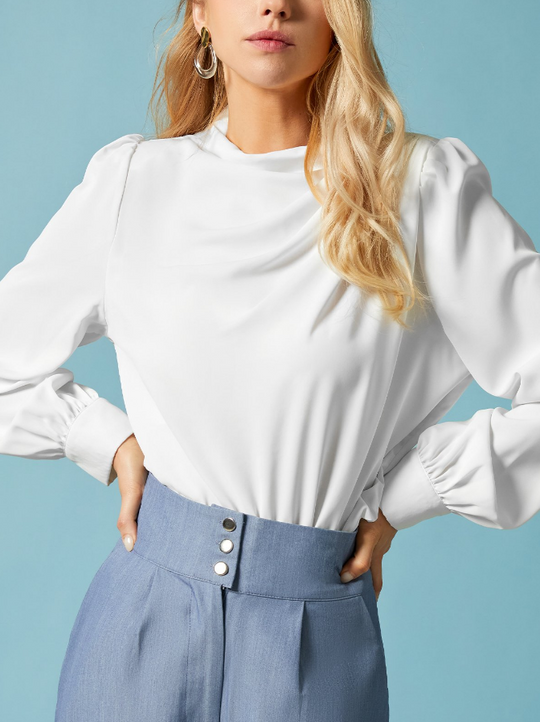 EB | Elegante, Unifarbene Bluse mit Stehkragen