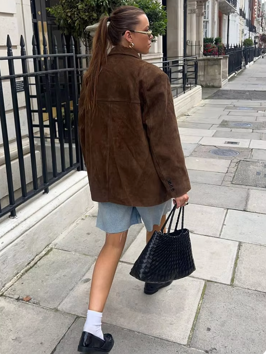EB | Braune Wildlederjacke Zeitlos und Elegant Perfekt für Übergangszeiten
