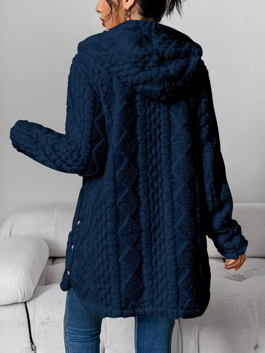 EB | Übergröße Damen Teddy Weste mit Kapuze