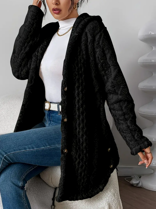 EB | Übergröße Damen Teddy Weste mit Kapuze