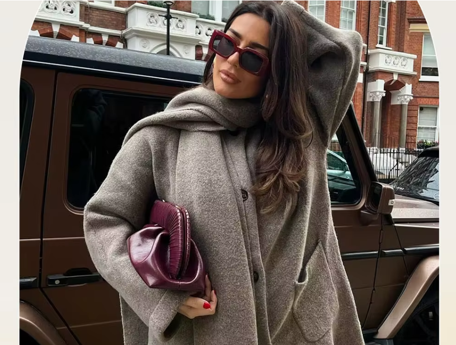 EB | Bequeme Damen-Cardigan mit Eingebautem Schal