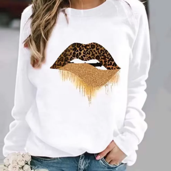 EB | Baumwollpullover mit Lippendruck