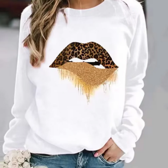 EB | Baumwollpullover mit Lippendruck