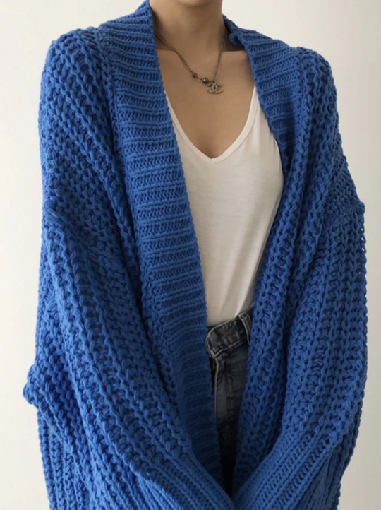 EB | Stilvolle Lange Damen-Strickjacke