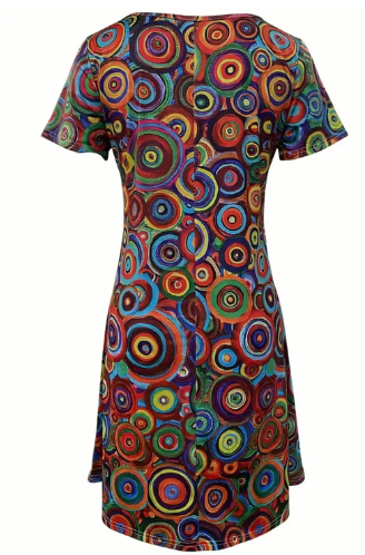 EB | Mehrfarbiges Boho-Grafikdruckkleid
