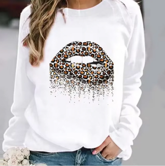 EB | Baumwollpullover mit Lippendruck