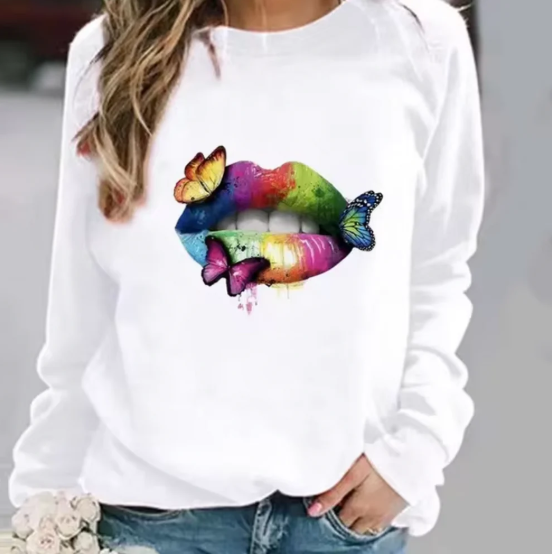 EB | Baumwollpullover mit Lippendruck