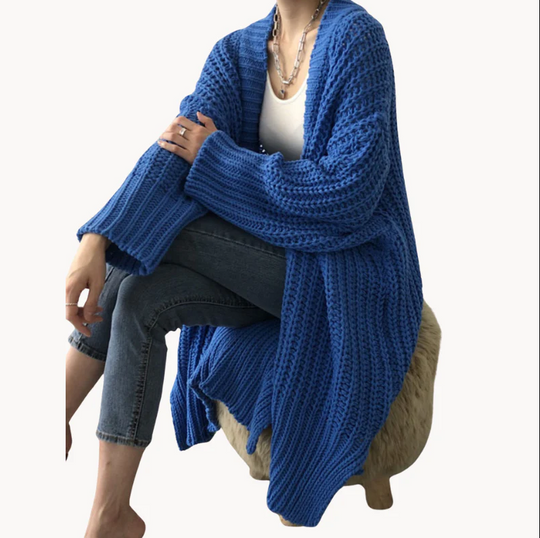 EB | Stilvolle Lange Damen-Strickjacke