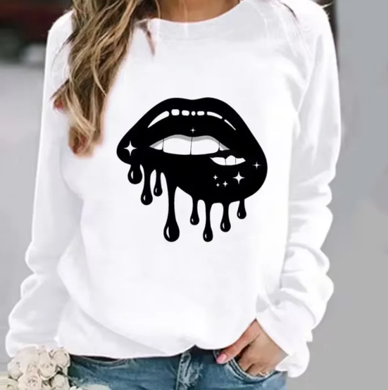EB | Baumwollpullover mit Lippendruck