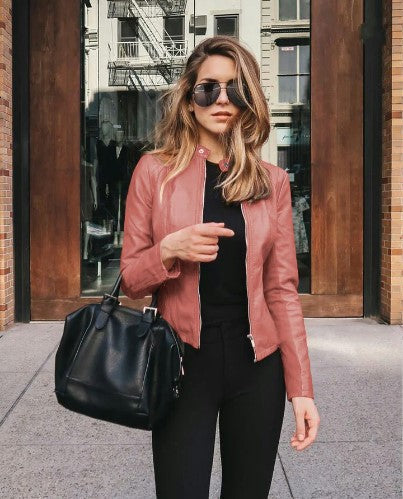 EB | Moderne Damen Bikerjacke Aus Kunstleder