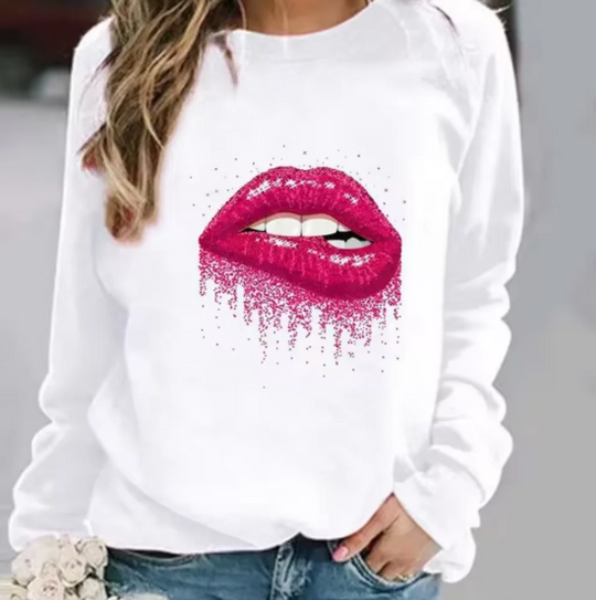 EB | Baumwollpullover mit Lippendruck