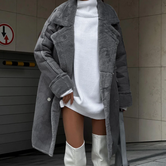 EB | Elegante Lange Plüschjacke für Damen