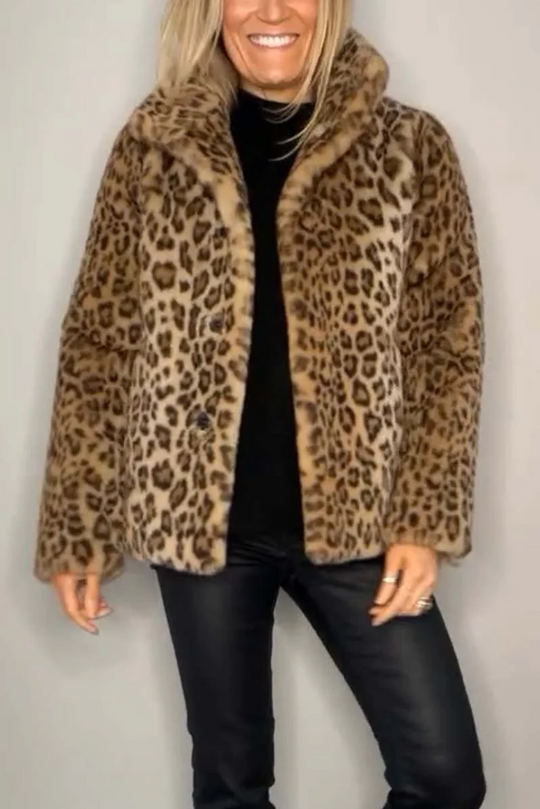 EB | Klassieke Dames Winterjas Met Luipaardprint