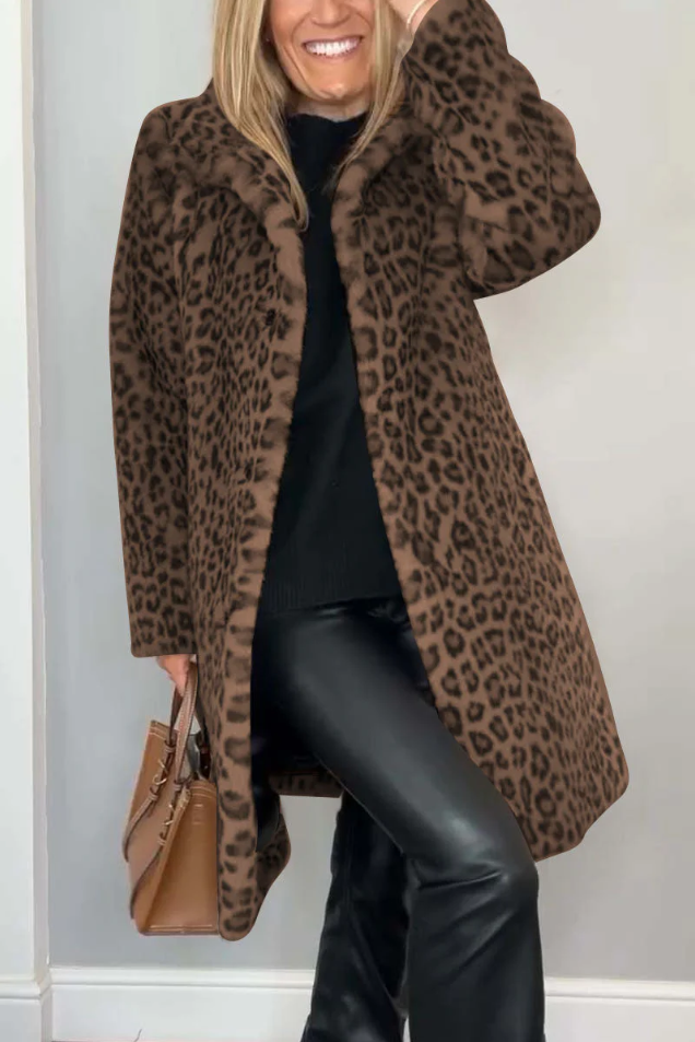 EB | Klassieke Dames Winterjas Met Luipaardprint