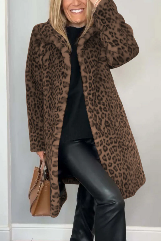 EB | Klassieke Dames Winterjas Met Luipaardprint