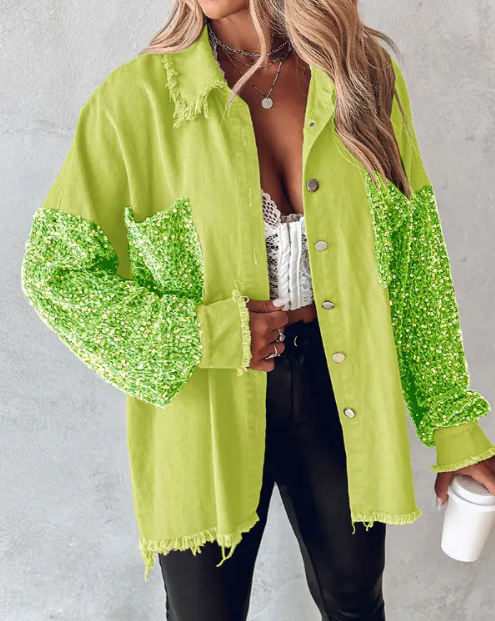 EB | Kontrastierende Paillettenjacke für Den Frühling