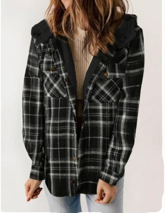EB- Karierte Jacke mit Kapuze