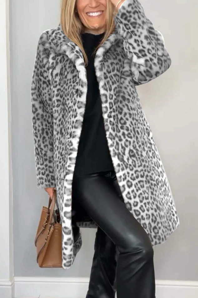 EB | Klassieke Dames Winterjas Met Luipaardprint