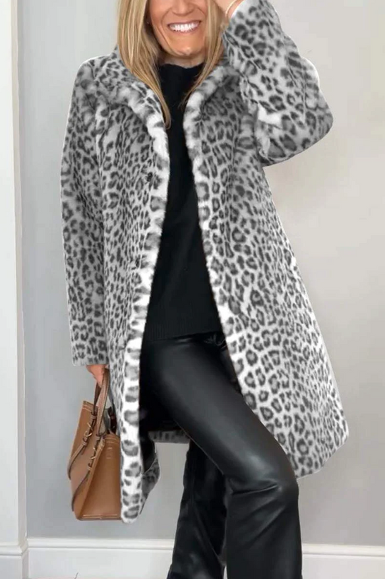 EB | Klassieke Dames Winterjas Met Luipaardprint