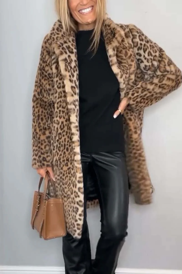 EB | Klassieke Dames Winterjas Met Luipaardprint