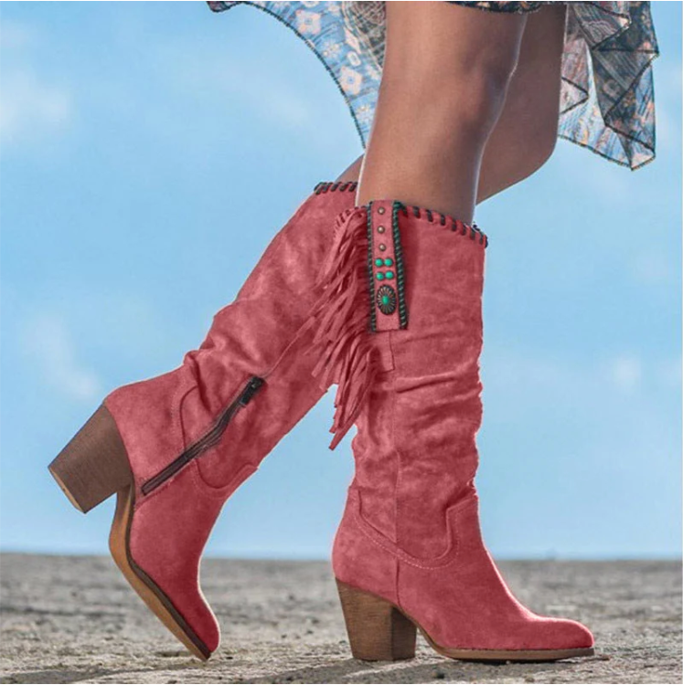 EB | Wild West-Stiefel mit Hohem Schaft und Fransen