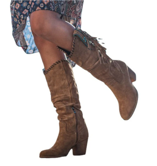 EB | Wild West-Stiefel mit Hohem Schaft und Fransen
