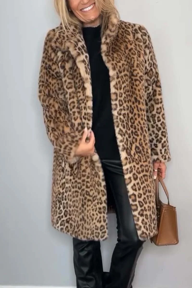 EB | Klassieke Dames Winterjas Met Luipaardprint