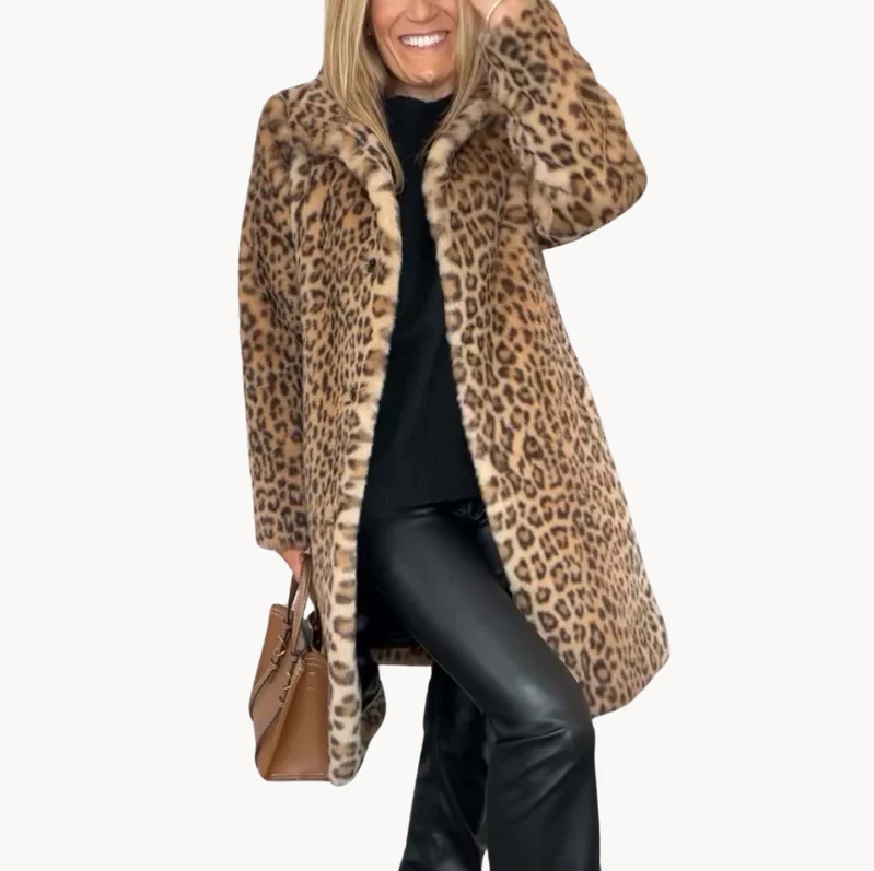 EB | Klassieke Dames Winterjas Met Luipaardprint